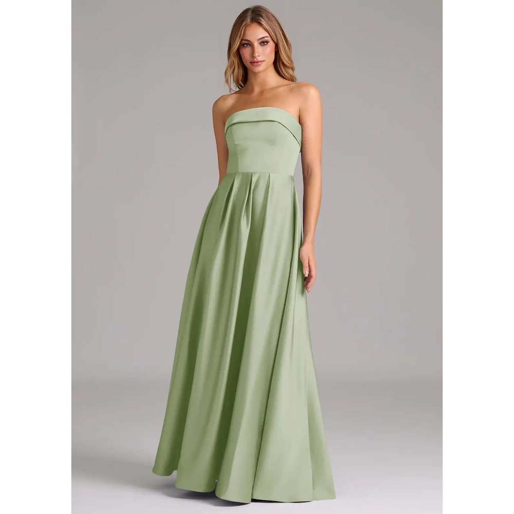 Azazie Lucienne Dusty Sage A-Line Strapless Stretch Satin Convertible Dress A4